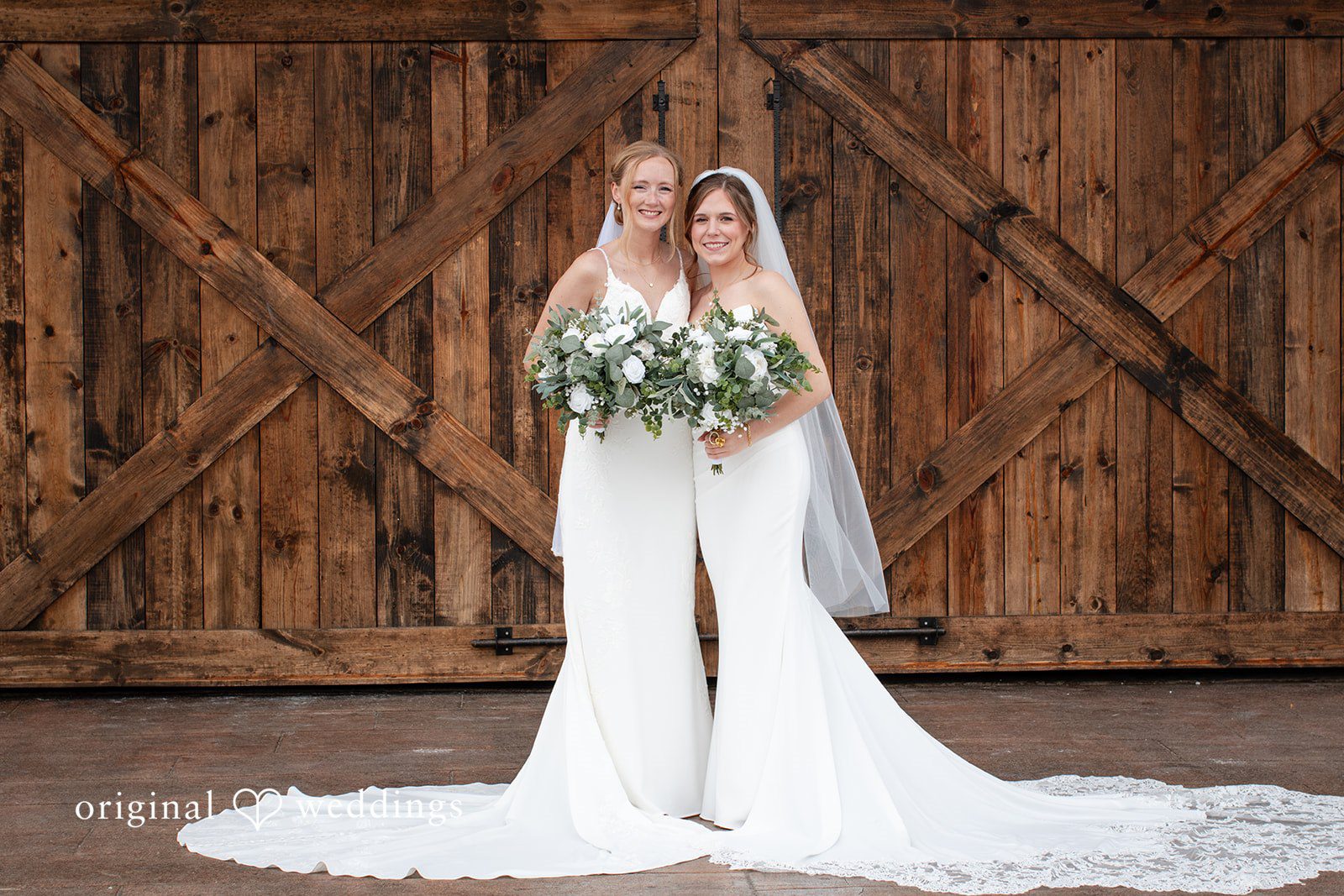 Madison + Ally Beautiful Wedding picture of brides at The Barn at Matson Hill captured by St. Louis Wedding Photographers from Original Weddings.