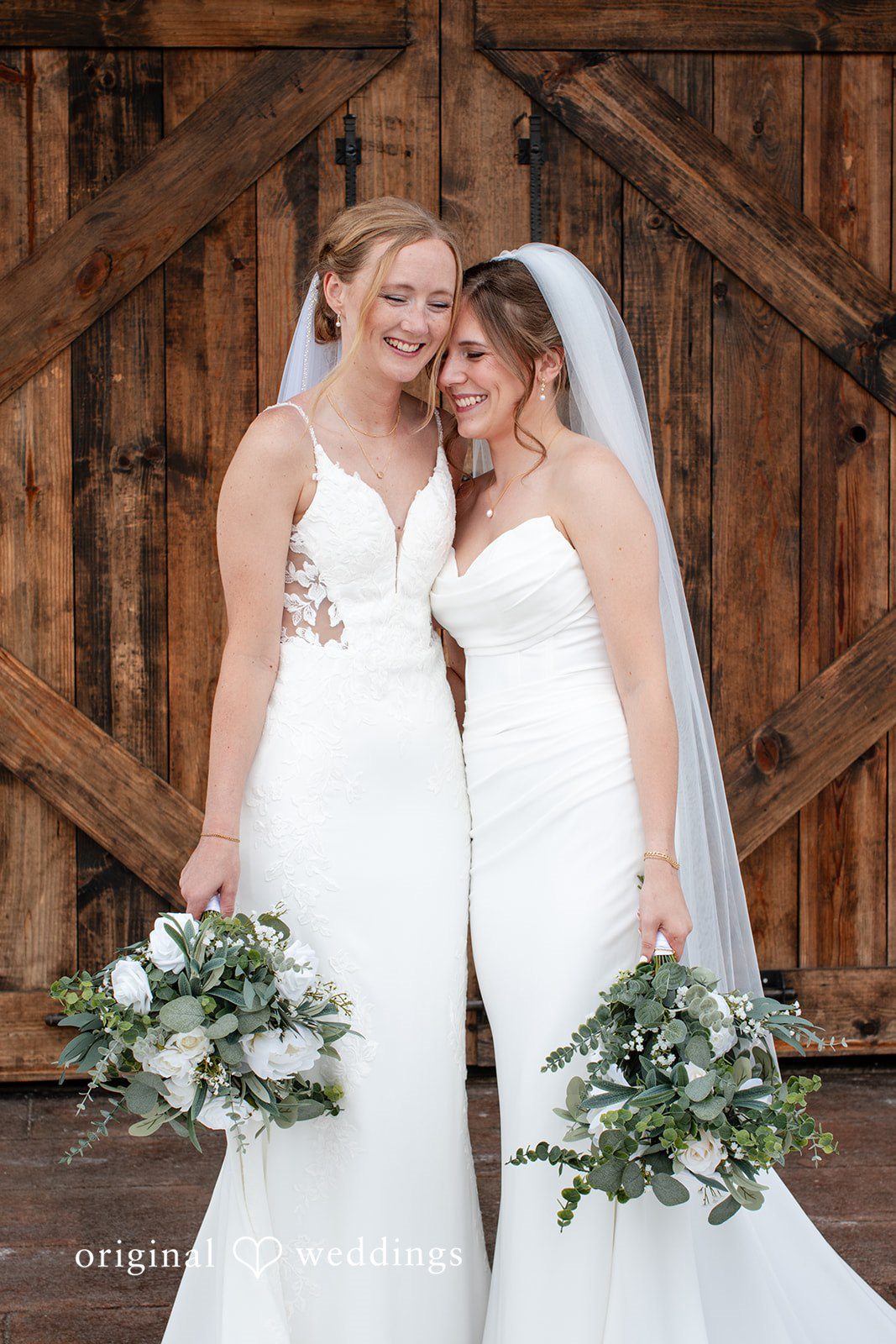 Madison + Ally Romantic close-up of brides at The Barn at Matson Hill