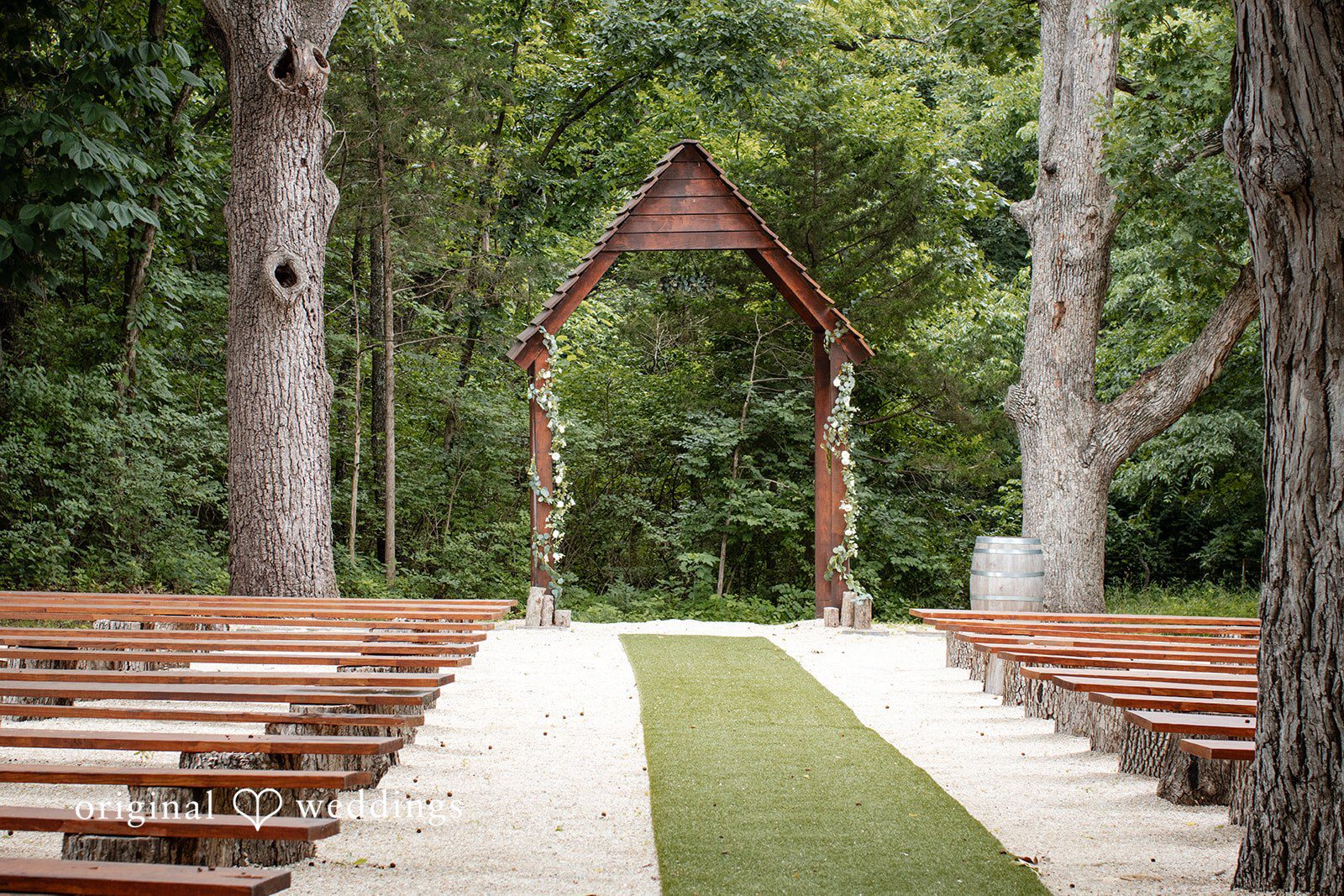 Madison + Ally Elegant ceremony setup overlooking the beautiful grounds at The Barn at Matson Hill
