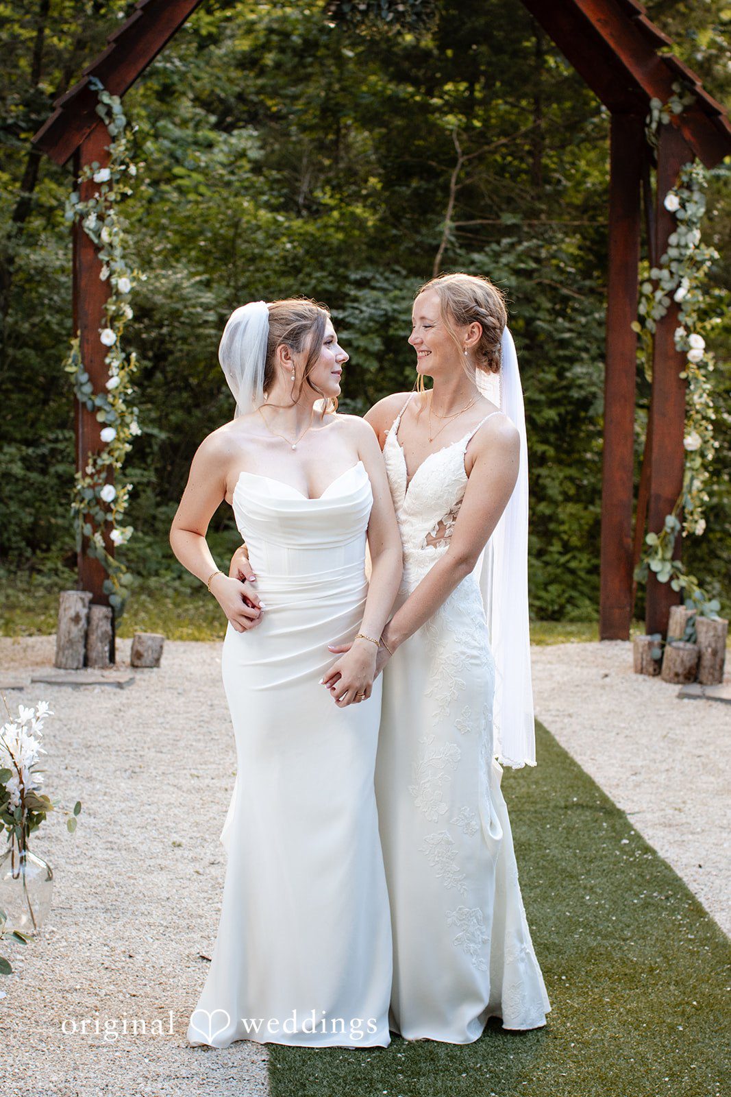 Madison + Ally Close-up wedding portrait at The Barn at Matson Hill