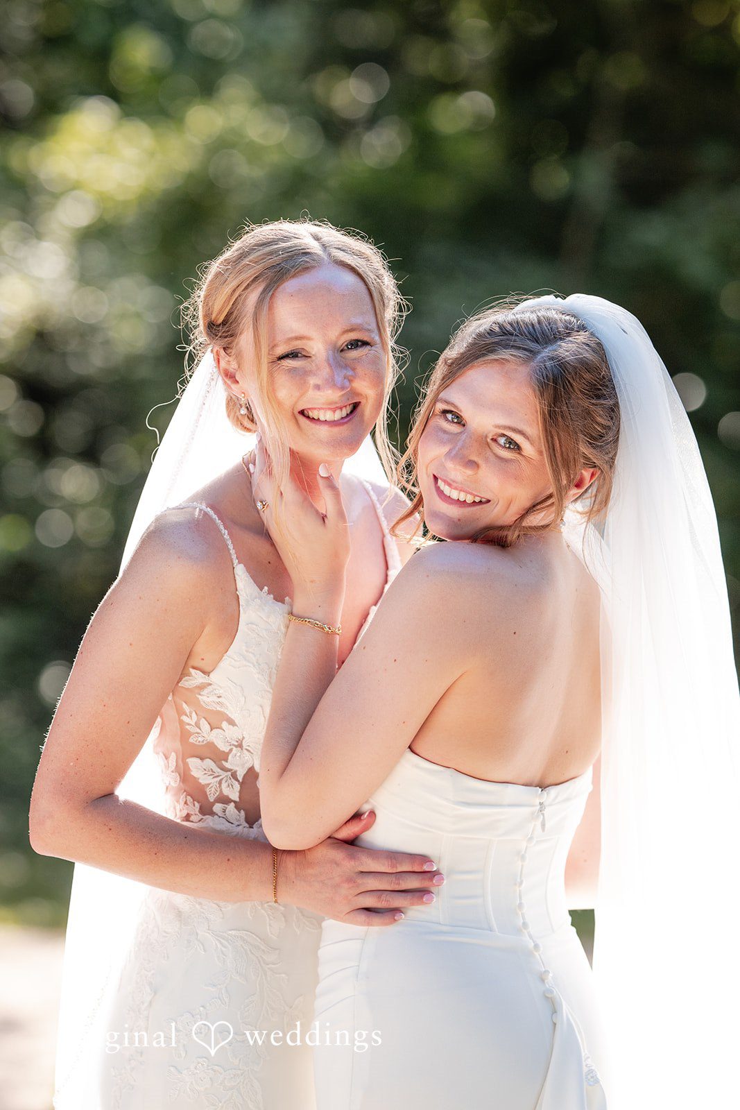 Madison + Ally Newlyweds celebrating together at The Barn at Matson Hill