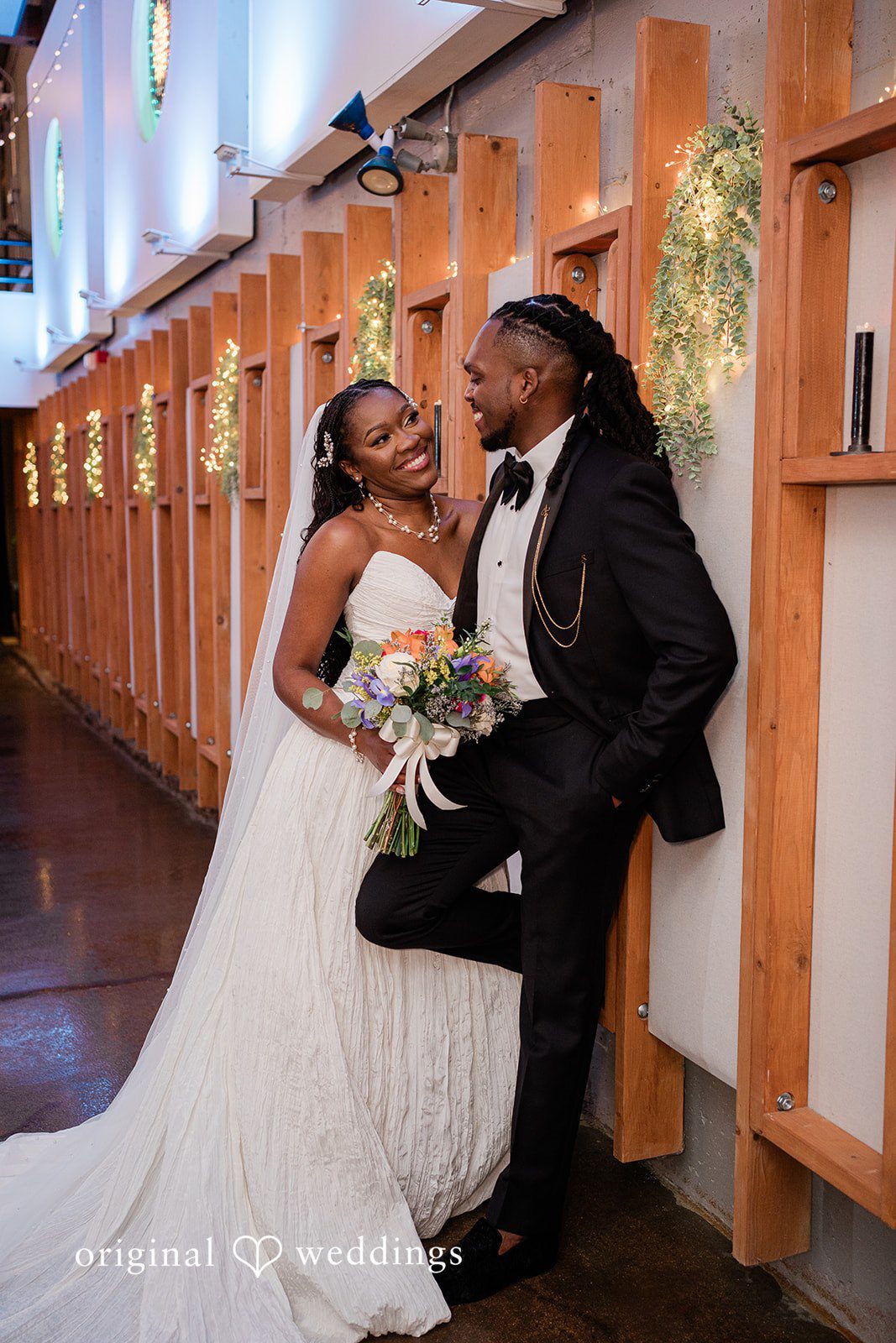Khanyile + Shontel Full-length portrait of the couple looking at each other