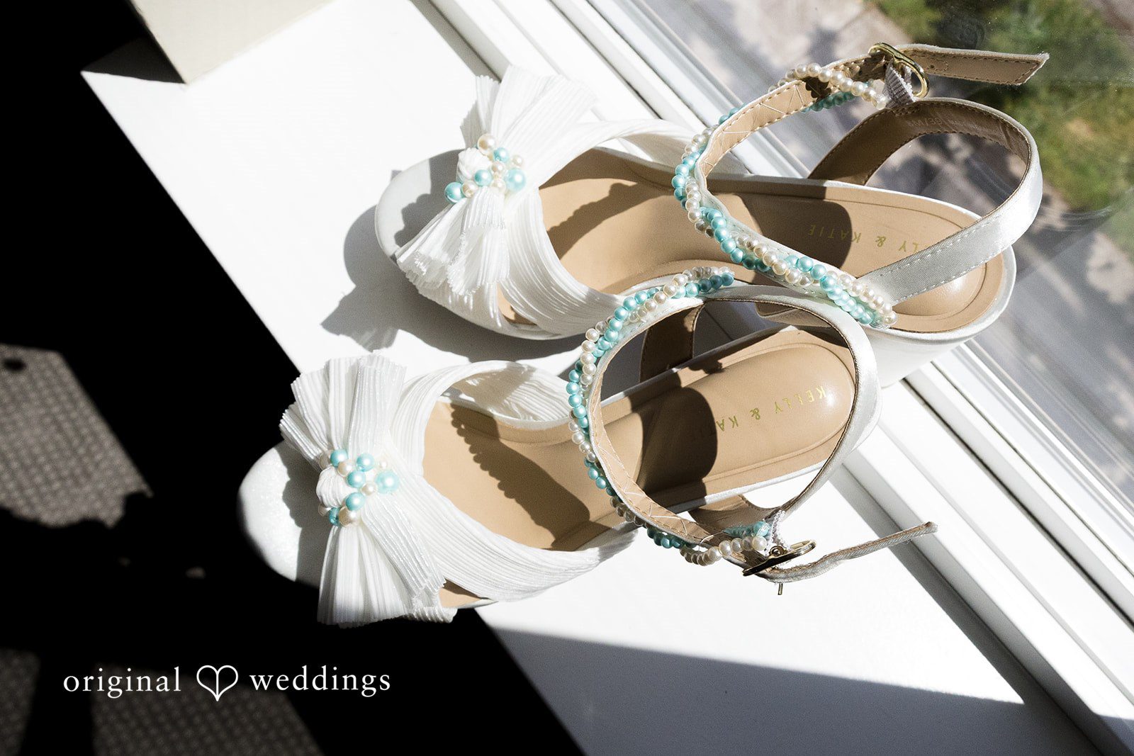 Sasha + Tom Bridal sandals detail photography at The Great Hall at Green Lake