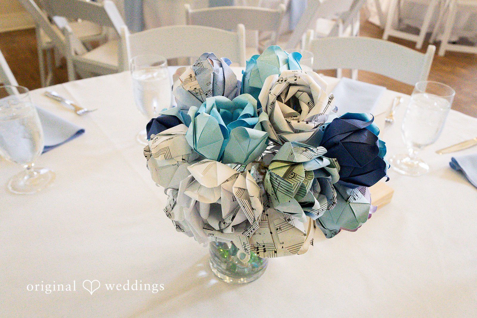 Sasha + Tom Reception floral centerpiece at The Great Hall at Green Lake