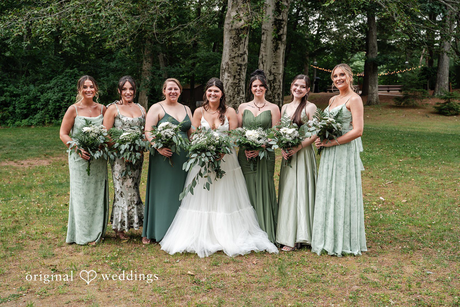 Bride and bridesmaids at The Pavilion on Crystal Lake