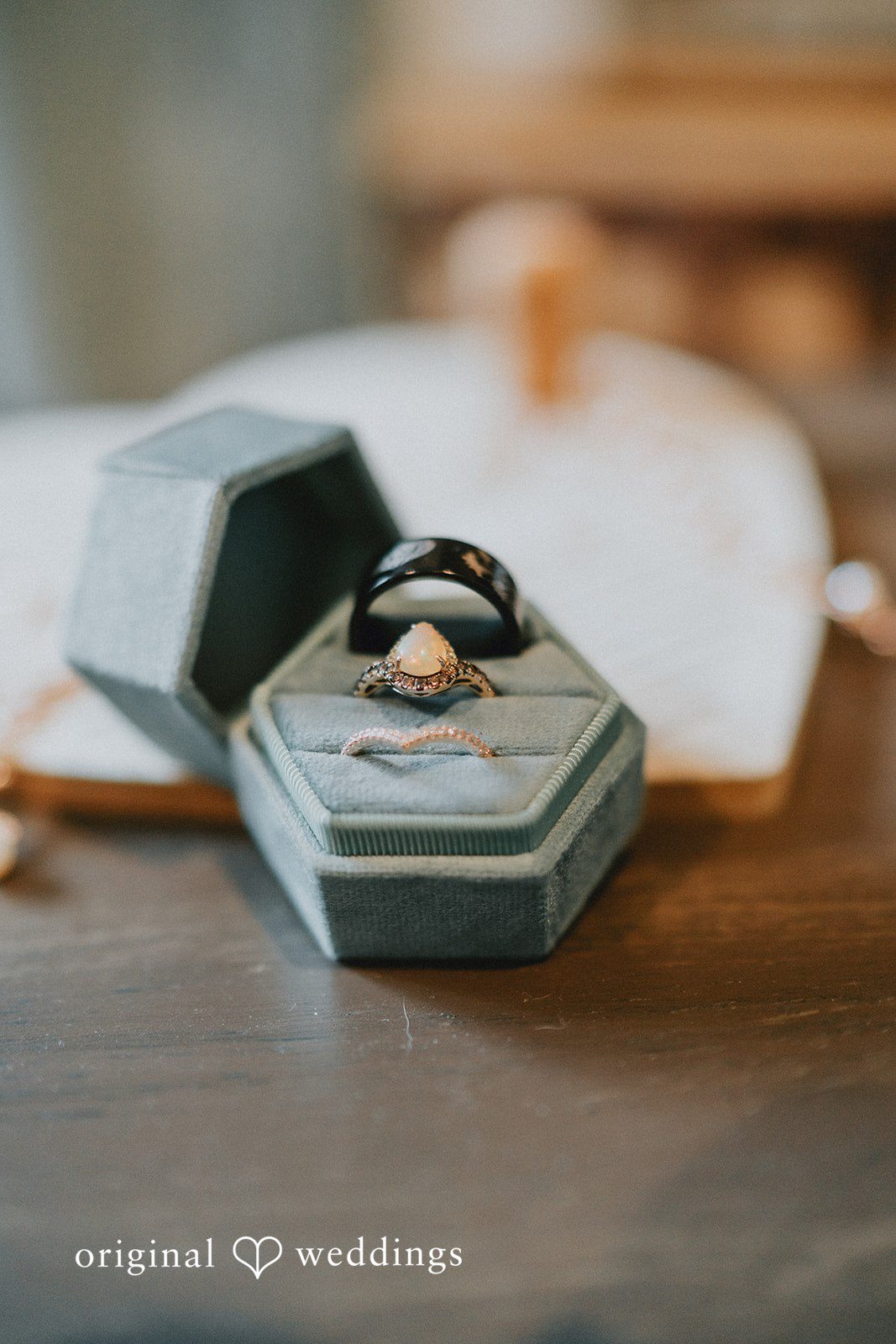 Kevin + Brooke Close up picture of wedding rings at The Seville