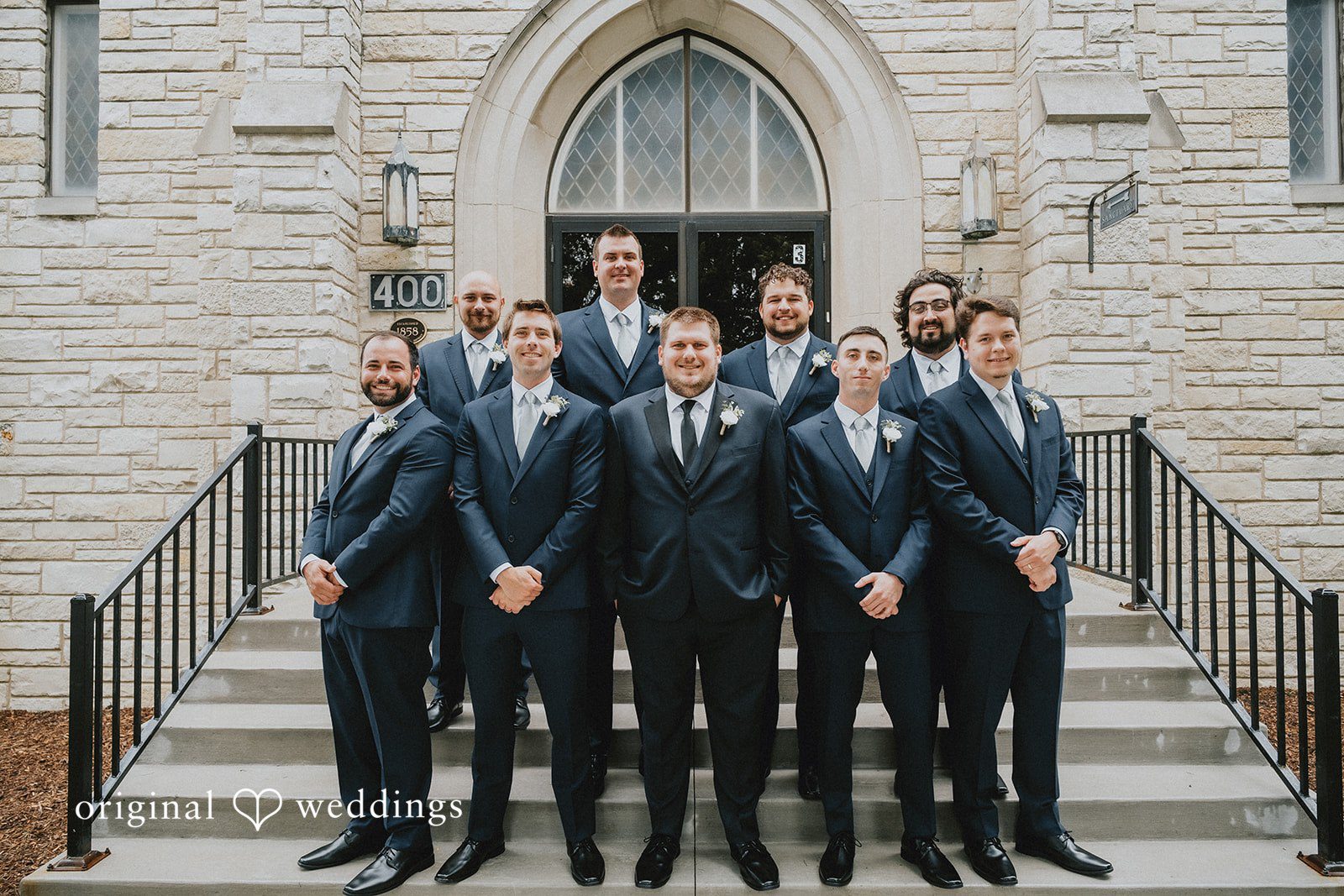 Kevin + Brooke Group picture of groom with groomsmen at The Seville