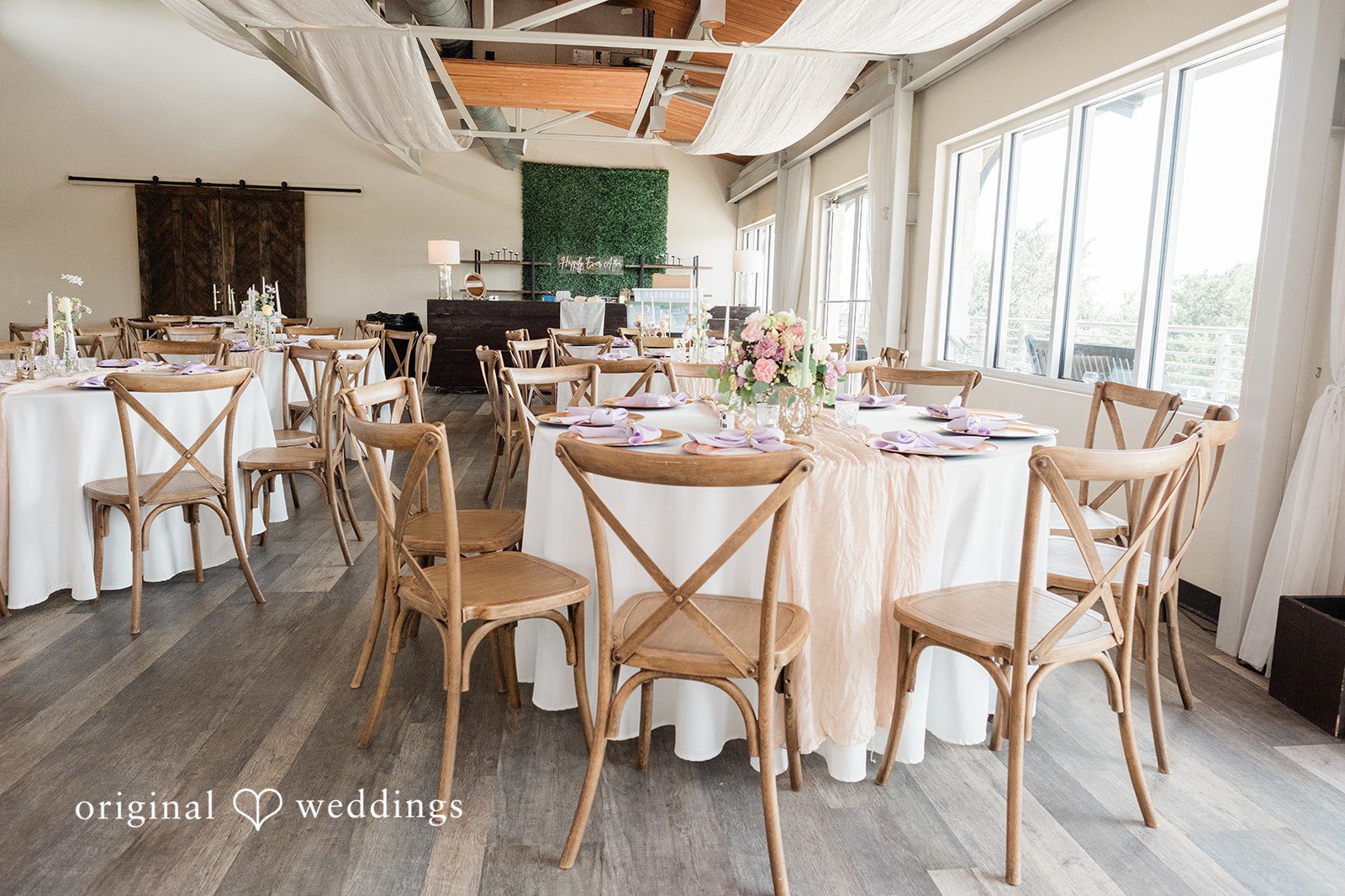 Lilly + Cade Close-up of the reception table at The Terrace Club captured by Austin Wedding Photographers from Original Weddings.