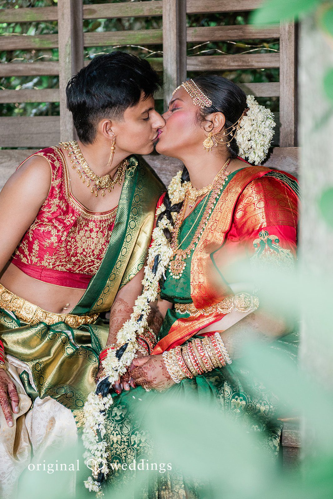 Sonya + Akshaya A close-up profile view of a bride and groom sharing a tender moment.