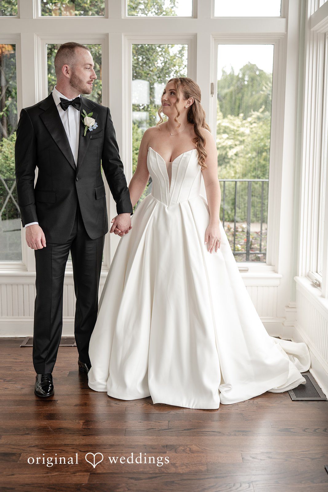 Christina + Christopher Bride and groom smiling at each other before the ceremony
