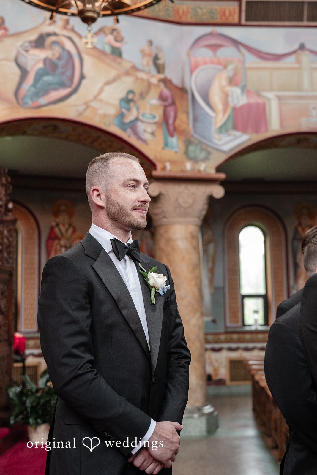 Christina + Christopher Groom waiting for the bride at the ceremony