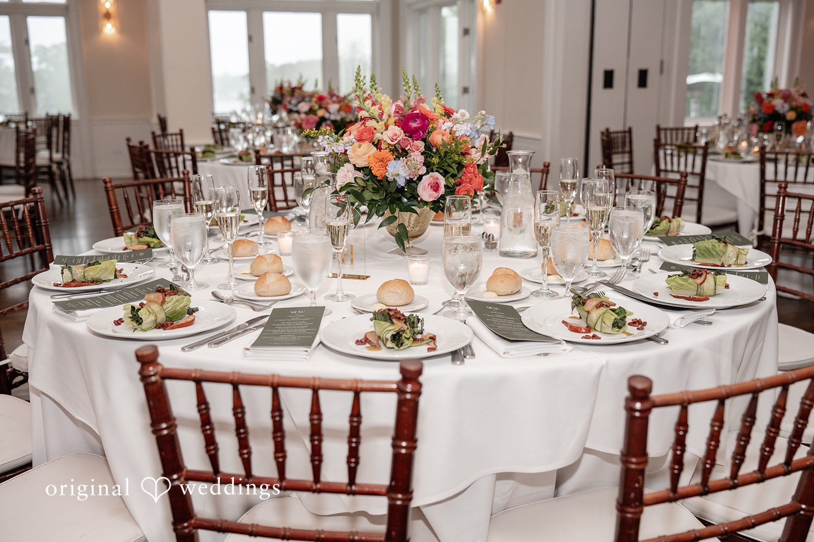 Christina + Christopher Decorated reception tables ready for guests