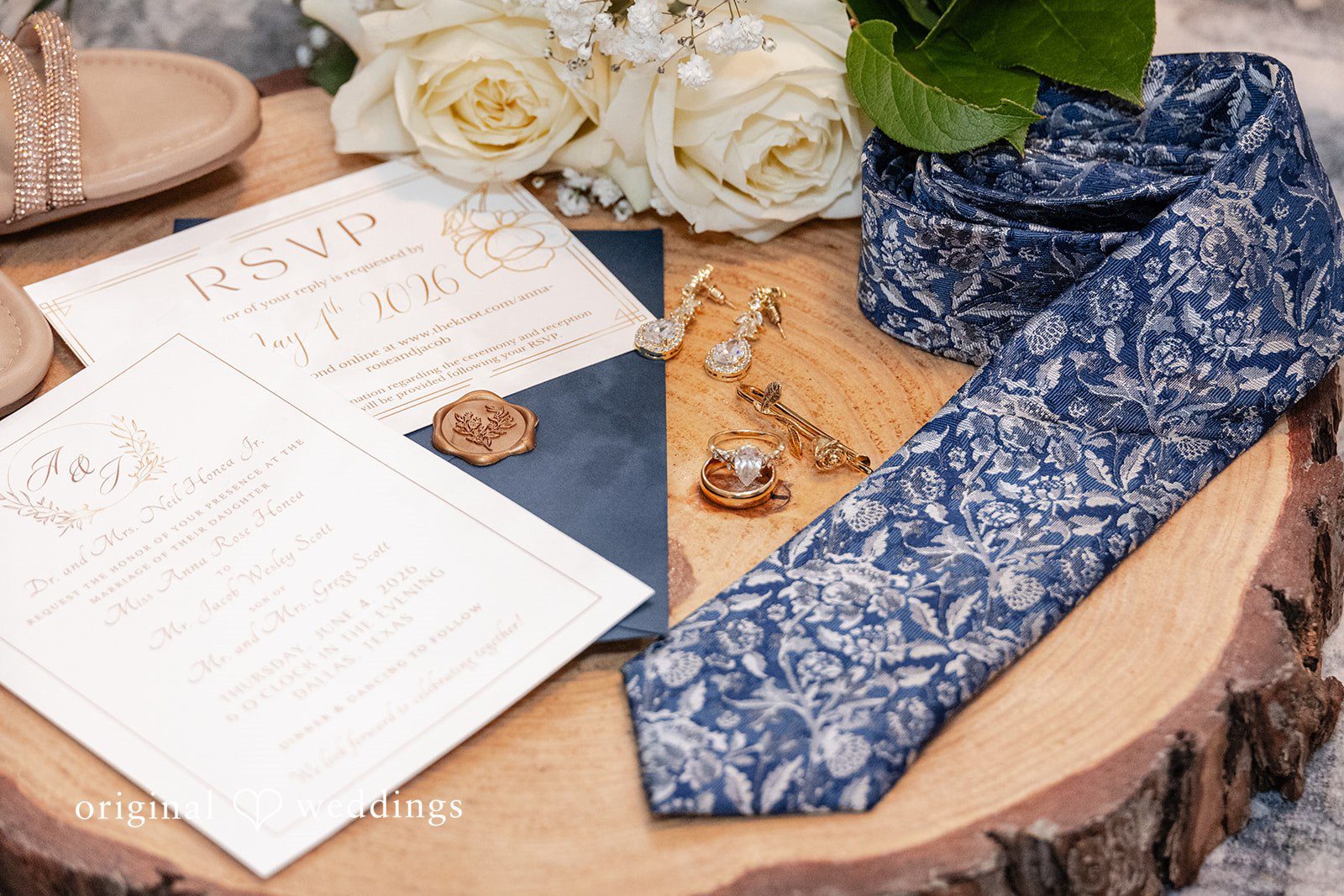 Anna Rose + Jacob Rings, tie, and other accessories