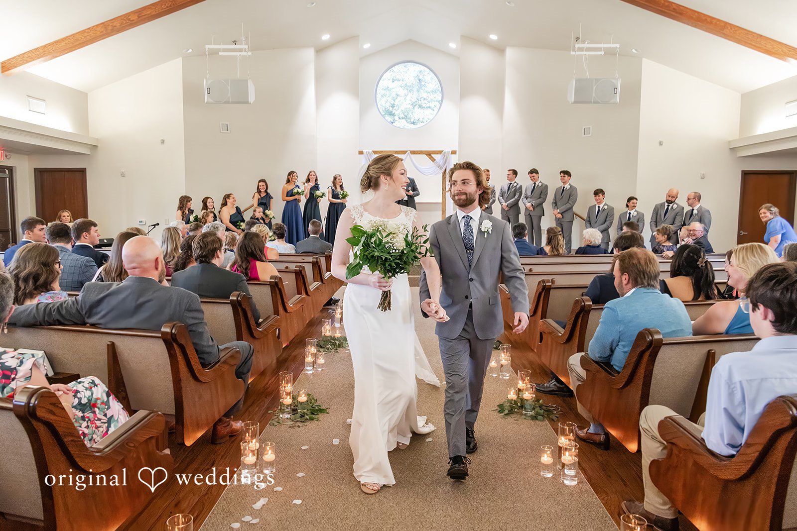 Anna Rose + Jacob The couple makes a joyful exit after their wedding ceremony