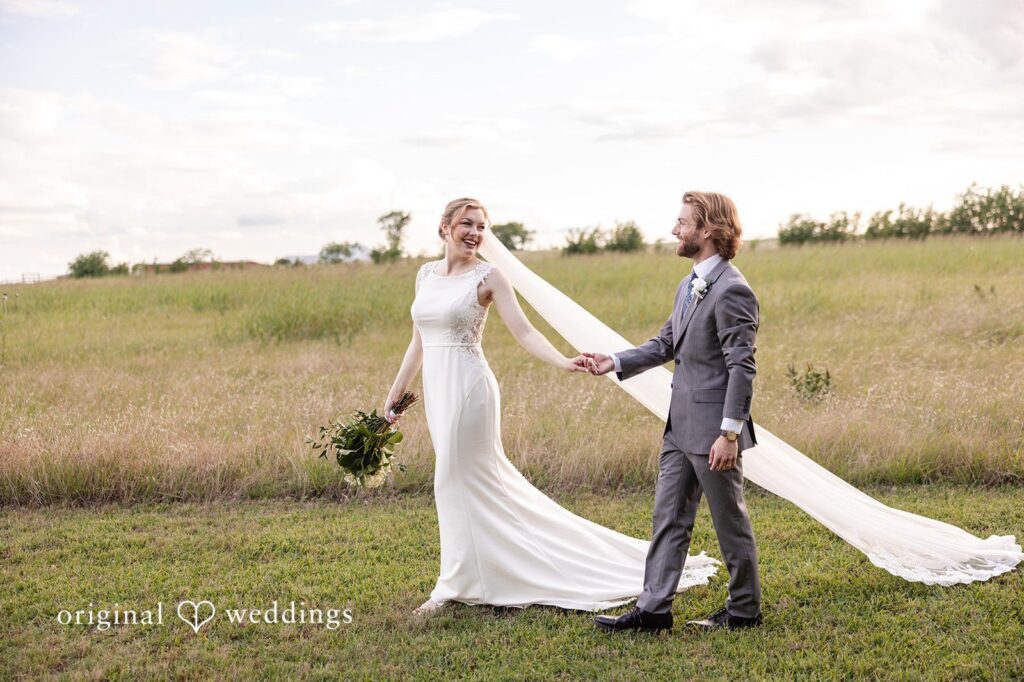 Anna Rose + Jacob Our Dallas wedding photographers at Original Weddings captured a stunning portrait of the couple in the outdoors at Willow Creek