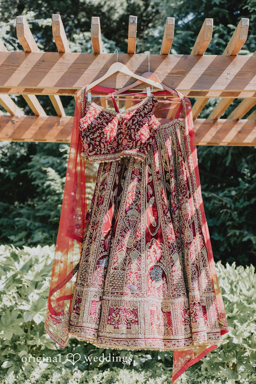 Elegant South Asian wedding outfits prepared for the celebration at Willows Lodge