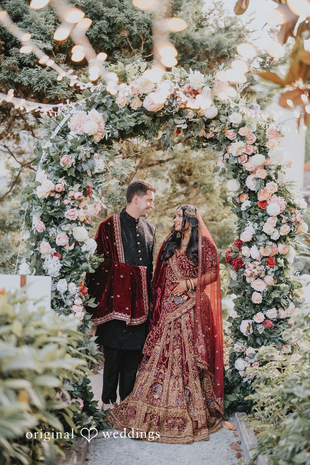 Smiling couple at Willows Lodge captured by Seattle Wedding Photographers from Original Weddings.