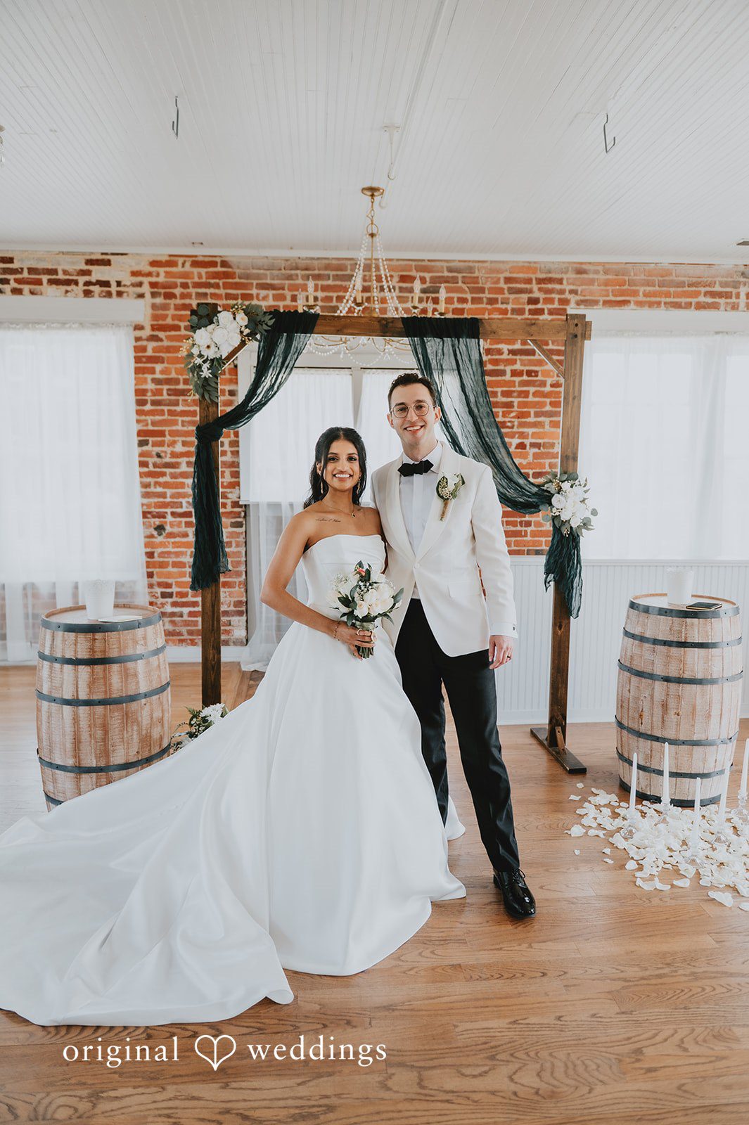 A beautiful indoor portrait of the couple