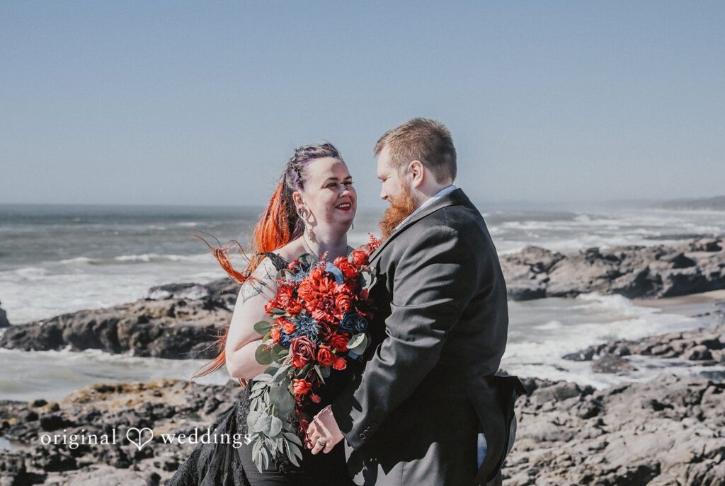 Stunning portrait of couple at Adobe Resort by Portland Wedding Photographers from Original Weddings.