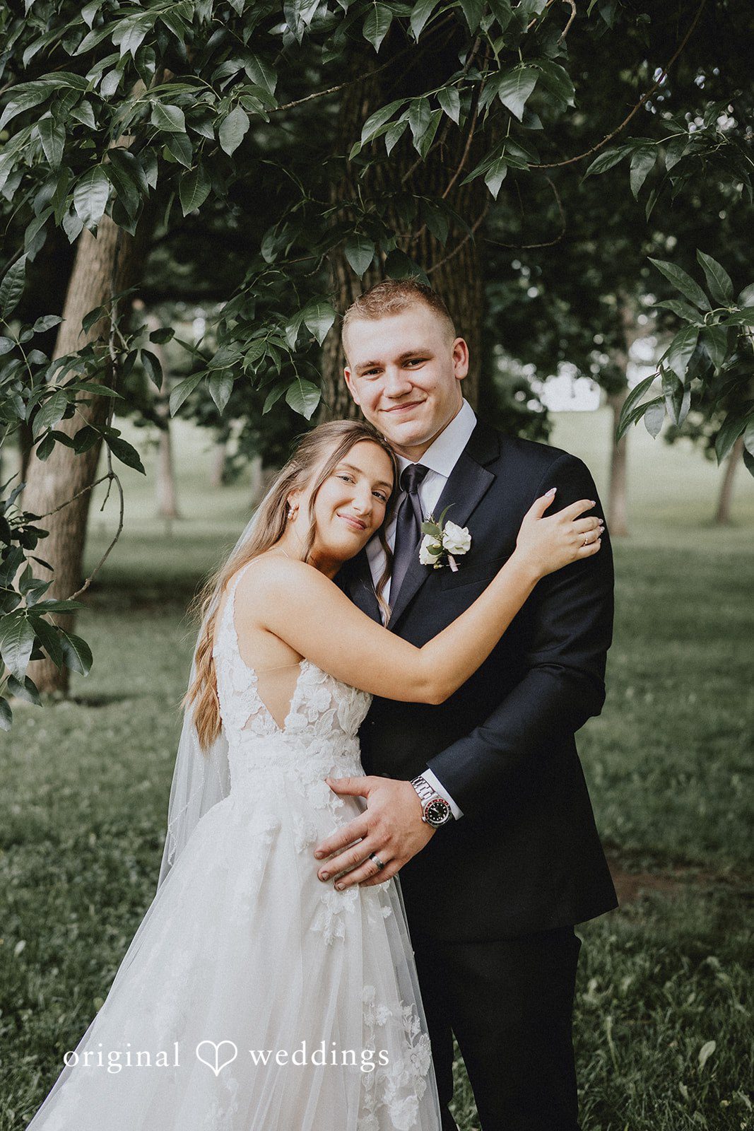 Emily + Ethan Stunning Portrait of couple at Angell Park Pavilion by Madison Wedding Photographers from Original Weddings.