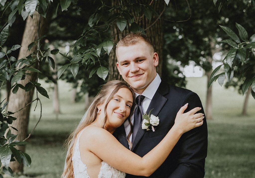 Angell Park Pavilion Wedding | Emily & Ethan 4 Stunning Portrait of couple at Angell Park Pavilion by Madison Wedding Photographers from Original Weddings.