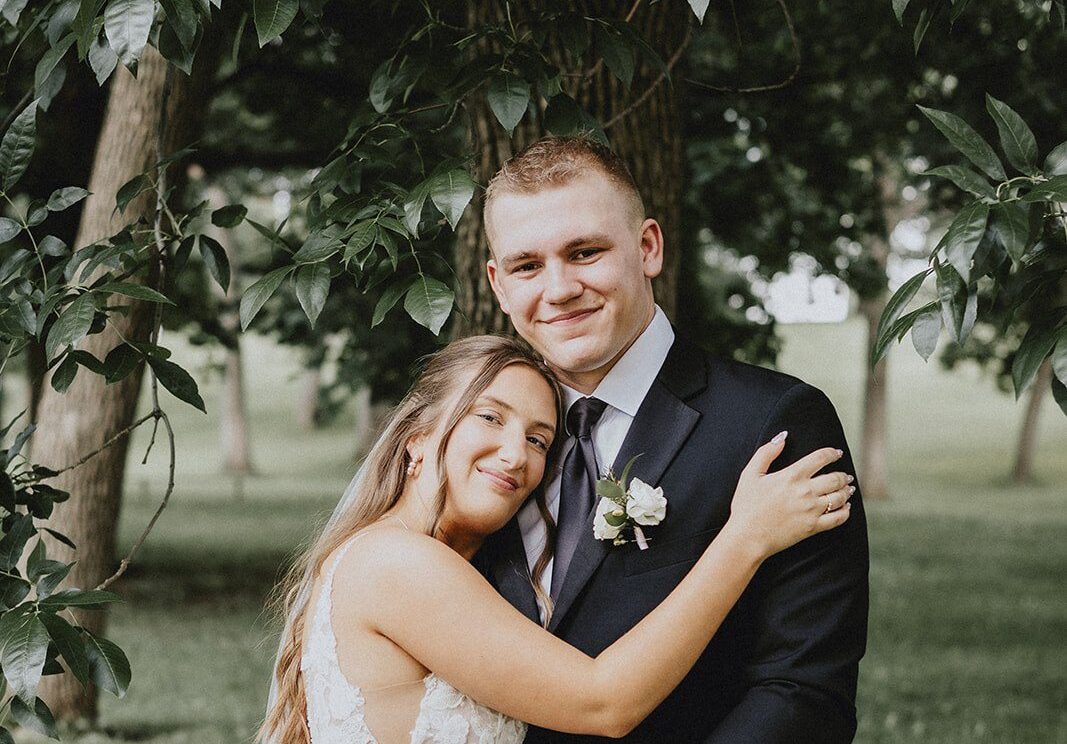 Stunning Portrait of couple at Angell Park Pavilion by Madison Wedding Photographers from Original Weddings.