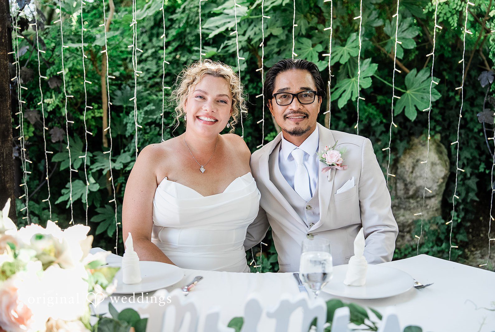 Stunning portrait of couple at Brownstone Gardens by San Francisco Wedding Photographers from Original Weddings.