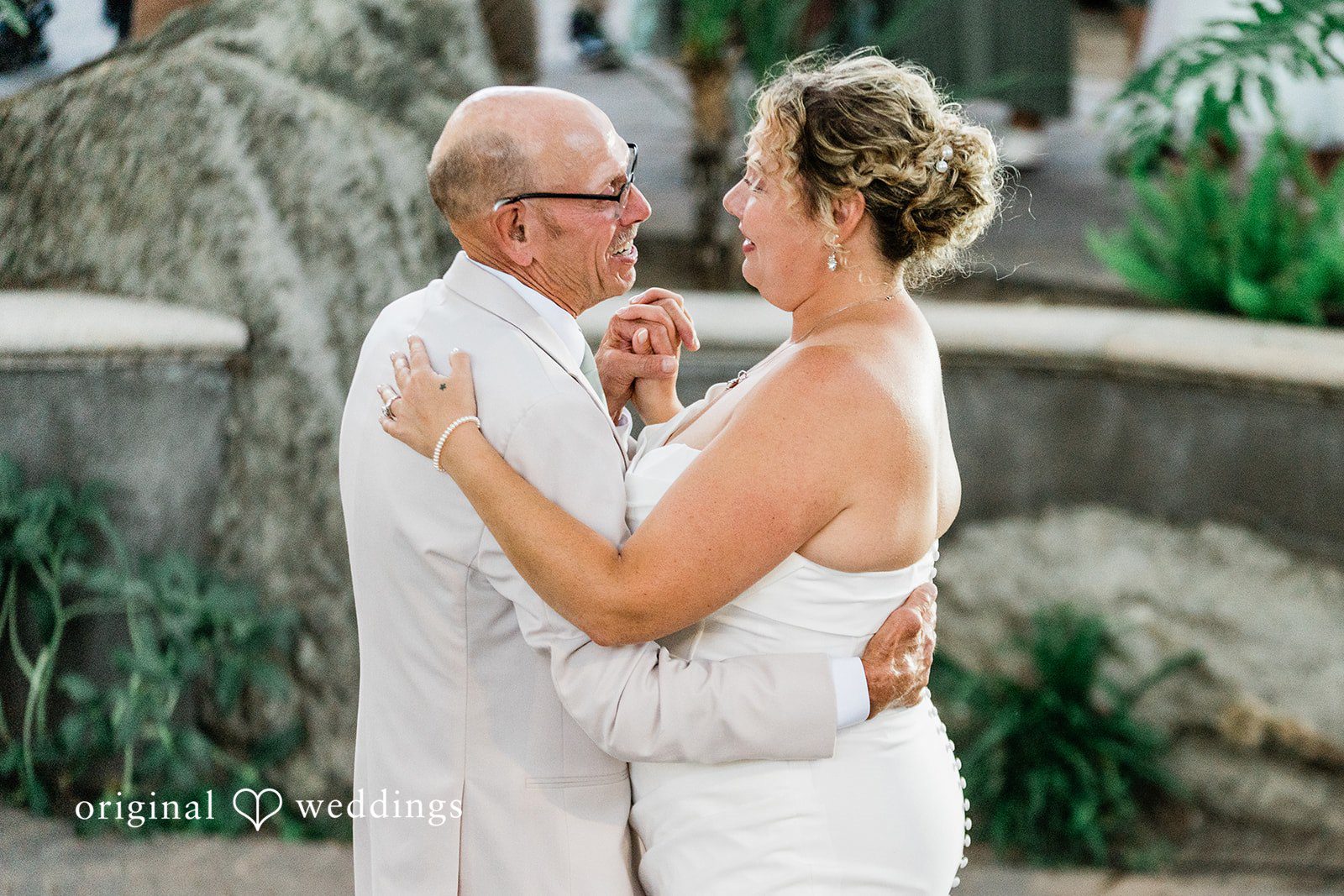 Lindsay + Ryan An older man and bride sharing a slow dance together at their wedding celebration.