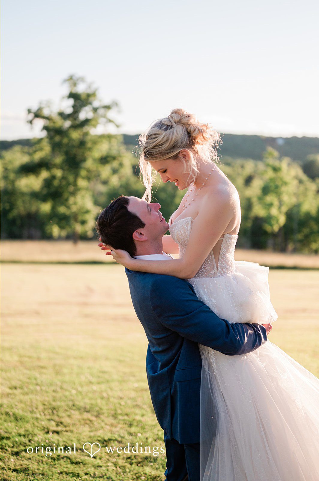Romantic moment by the field