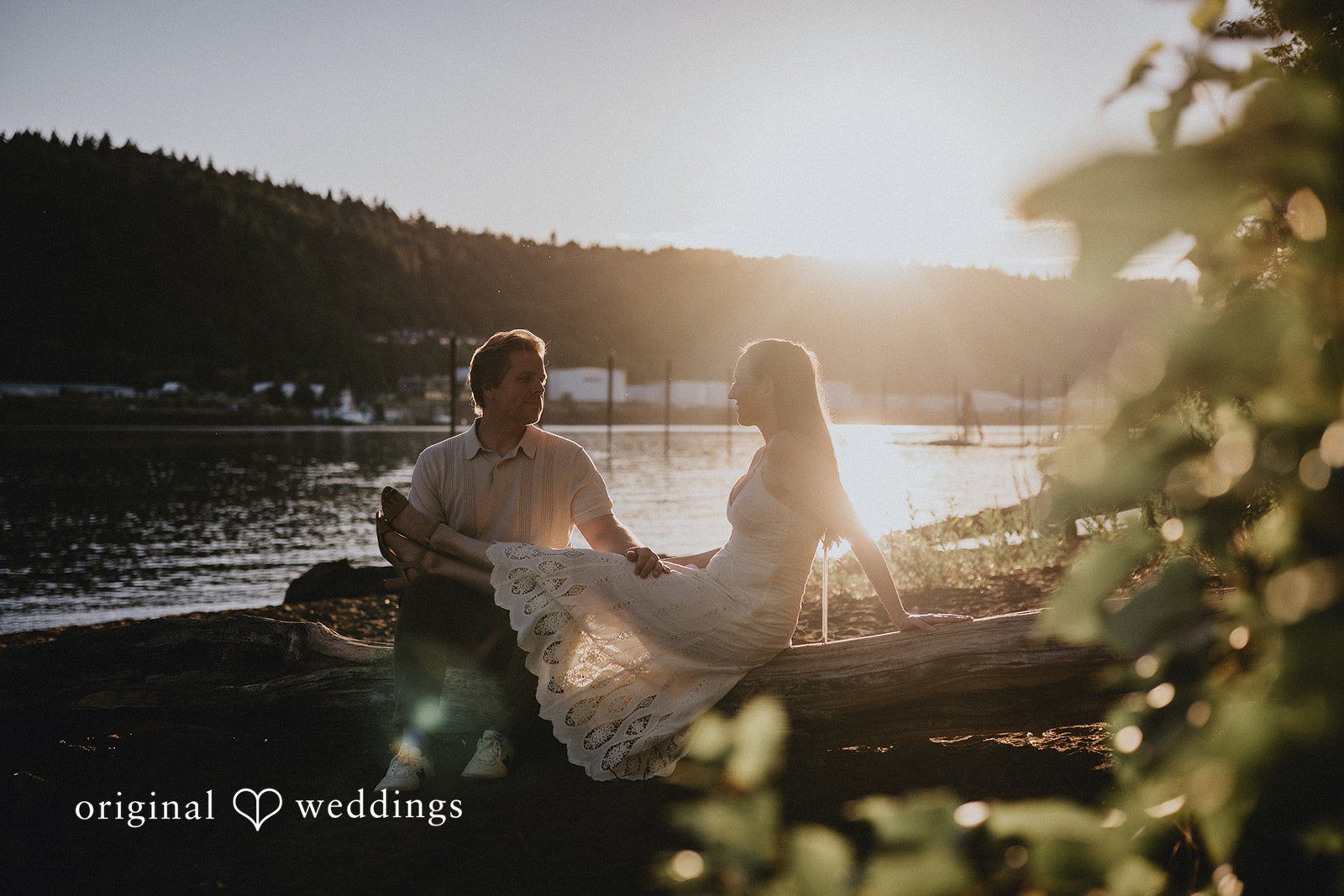 Meghan + Jonny Evening portrait by the water side