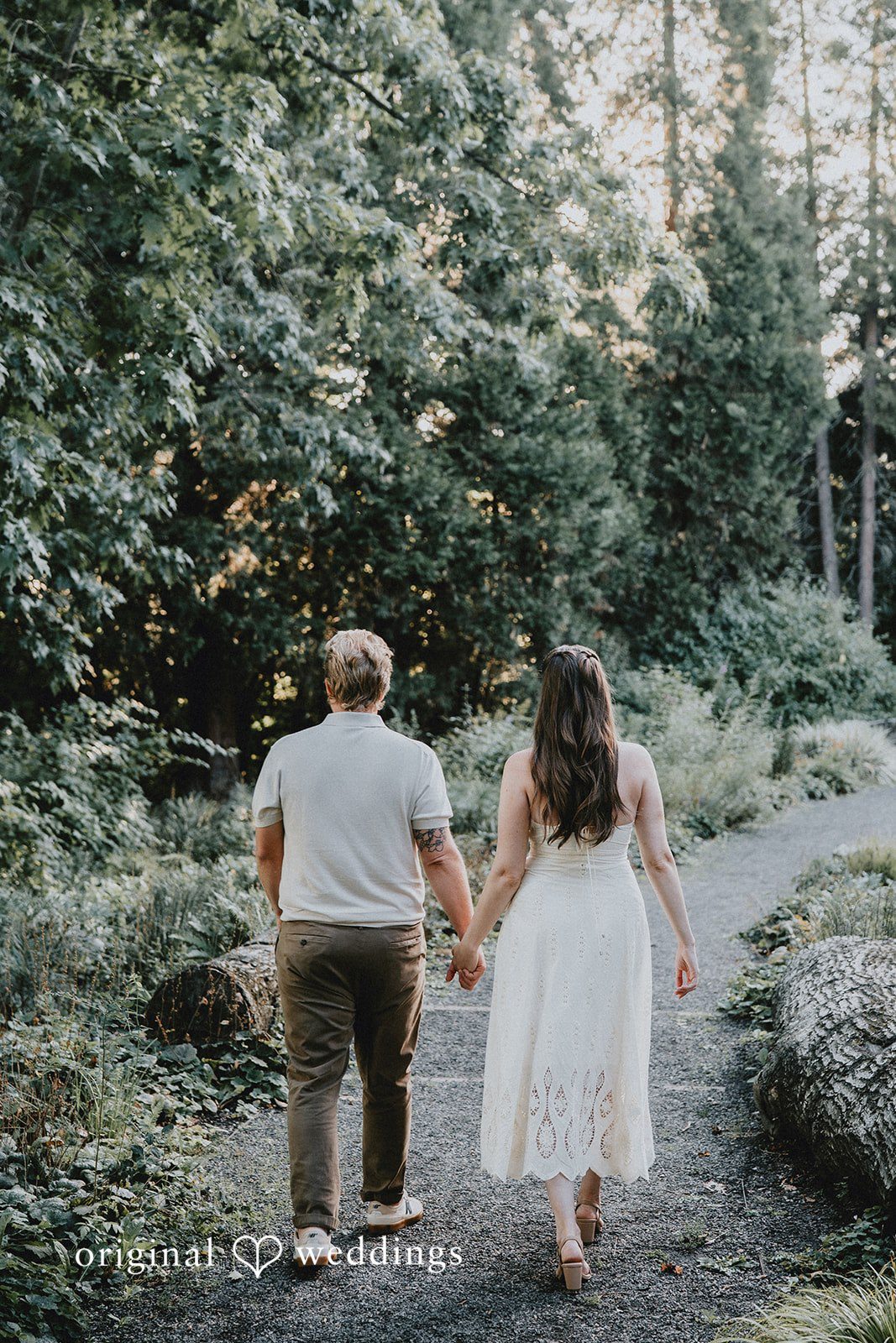 Meghan + Jonny The couple takes a walk through the garden path