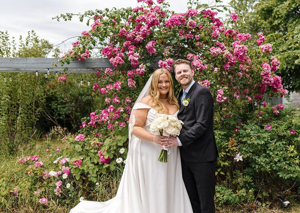 Stunning Portrait of Couple at Crockett Farms by Seattle wedding photographers from Original Weddings.