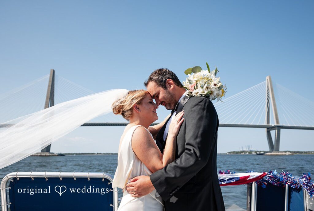 Maggie + Taylor Stunning portrait of couple at Daniel Island Yacht Club by Charleston Wedding Photographers from Original Wedding.