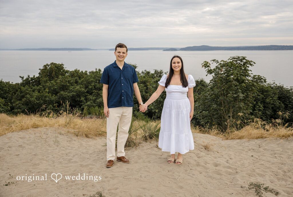 Stunning Portrait of couple at Discovery Park by Seattle Engagement Photographers from Original Weddings.