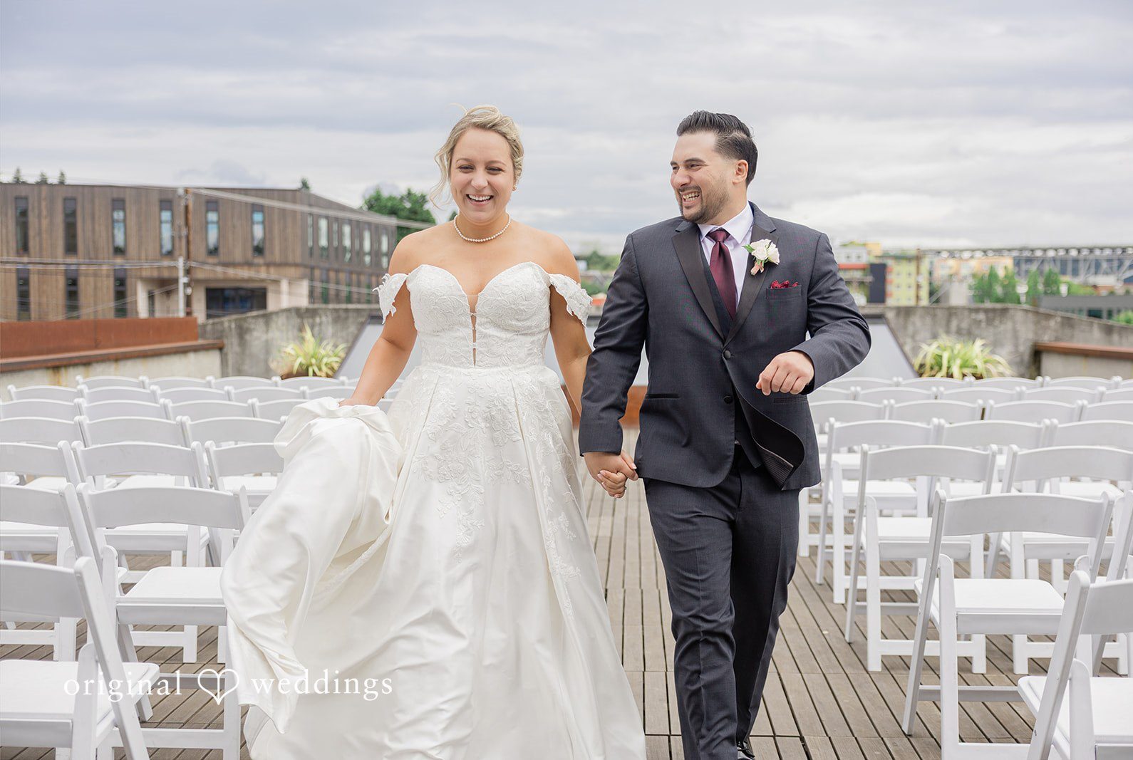 Stunning portrait of couple at Fremont Foundry by Seattle Wedding Photographers from Original Wedding.