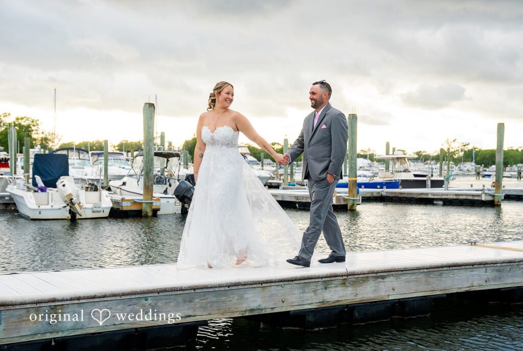 Alex + Courtney Stunning Portrait of couple at Harbor Lights by Providence Wedding Photographers from Original Weddings.