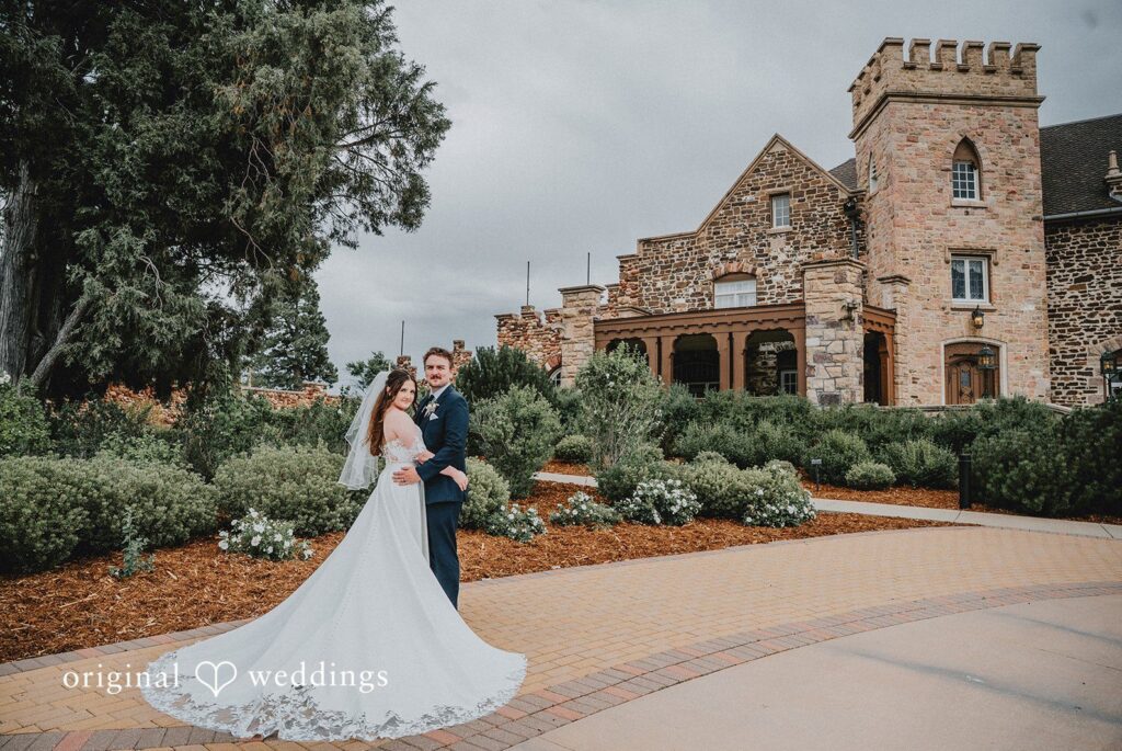 Stunning portrait of couple at Highlands Ranch Mansion by Denver Wedding Photographers from Original weddings.