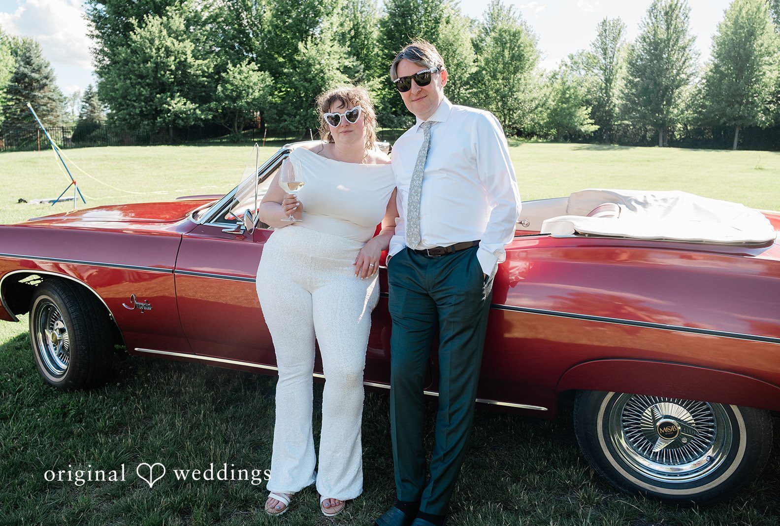 Stunning Portrait of couple at Illinois Backyard by Chicago Wedding Photographers from Original Weddings.