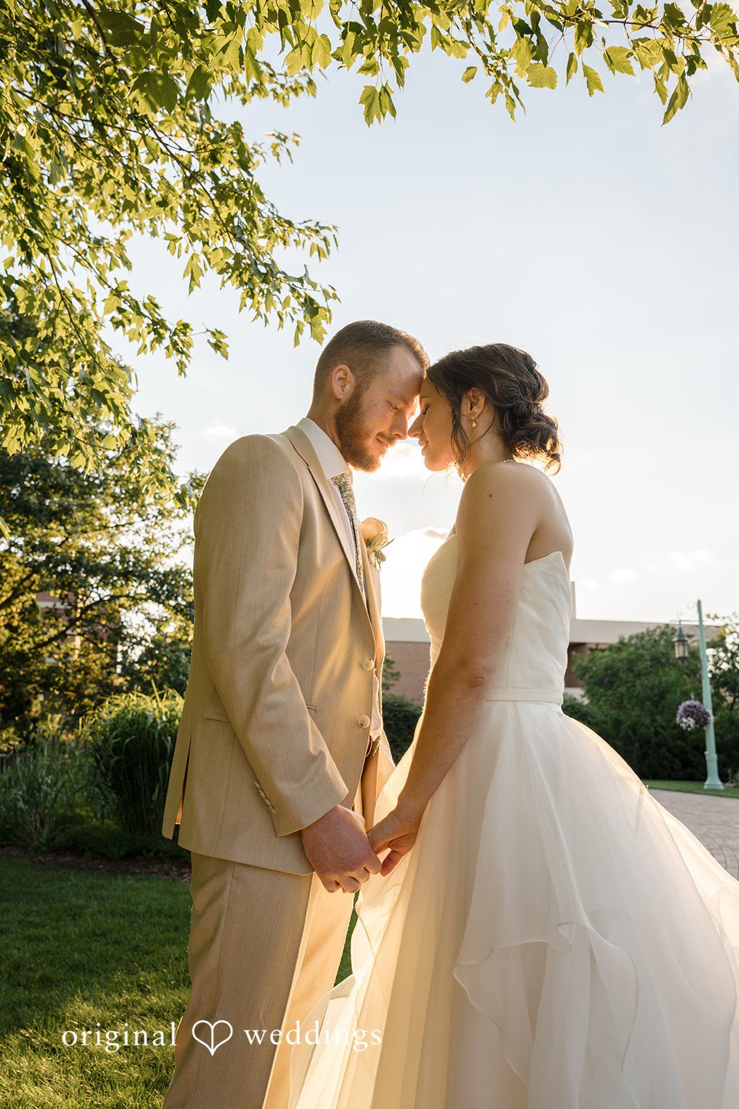 Emily + Maxwell Stunning Portrait of Couple at MSU Horticulture Gardens by Detroit wedding photographers from Original Weddings.