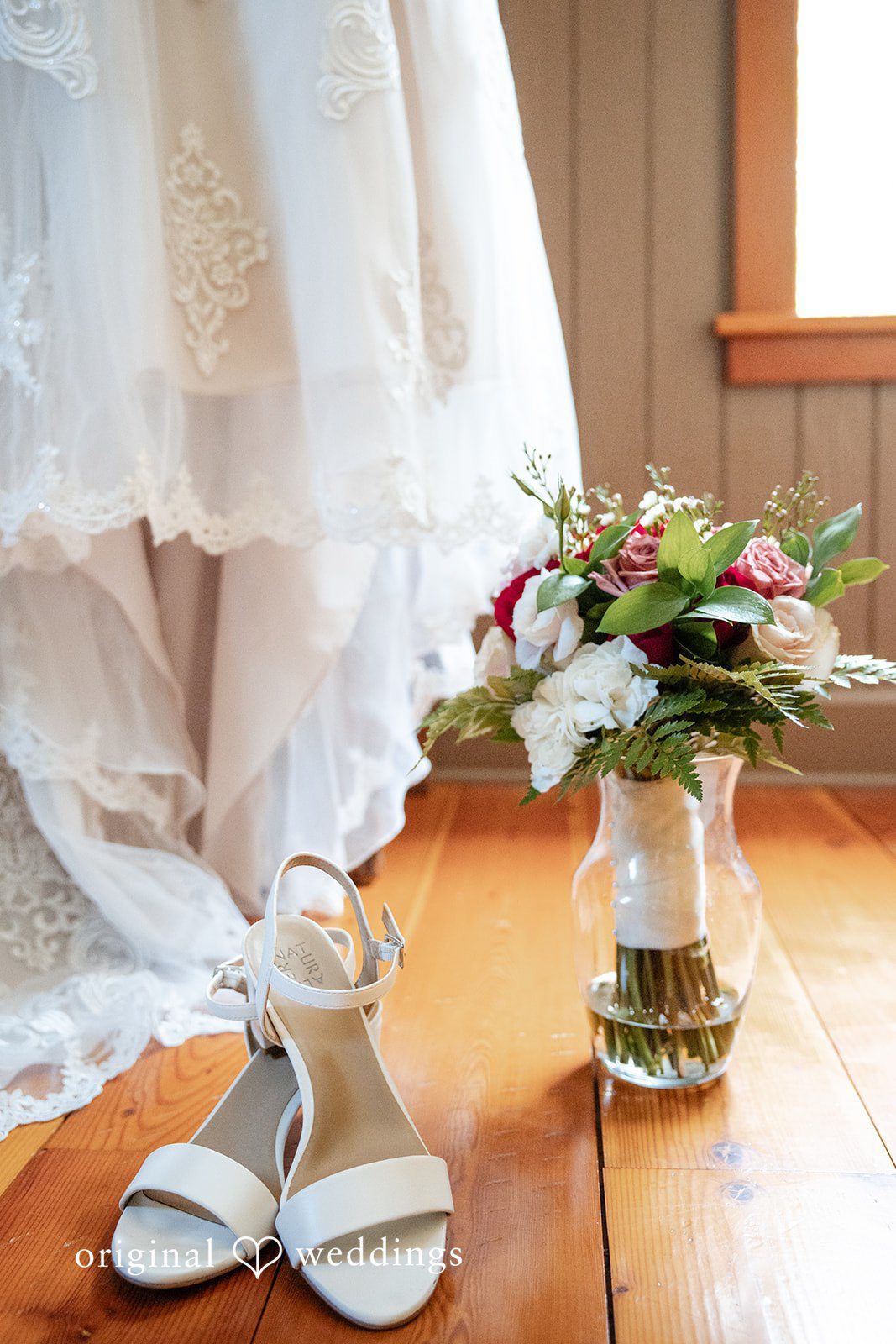 Elegant Wedding dress and sandal portrait