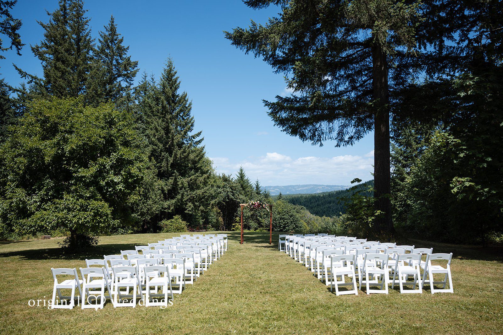 Elegant outdoor backyard wedding celebration space