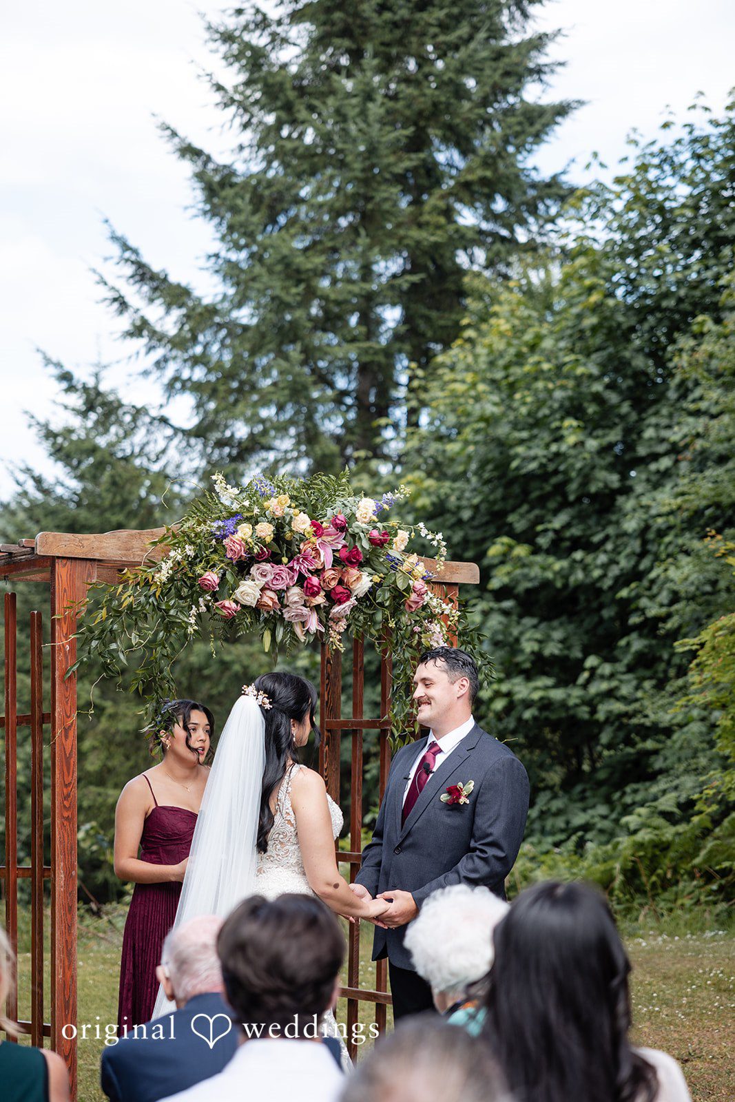 Couple looking at each other during vows