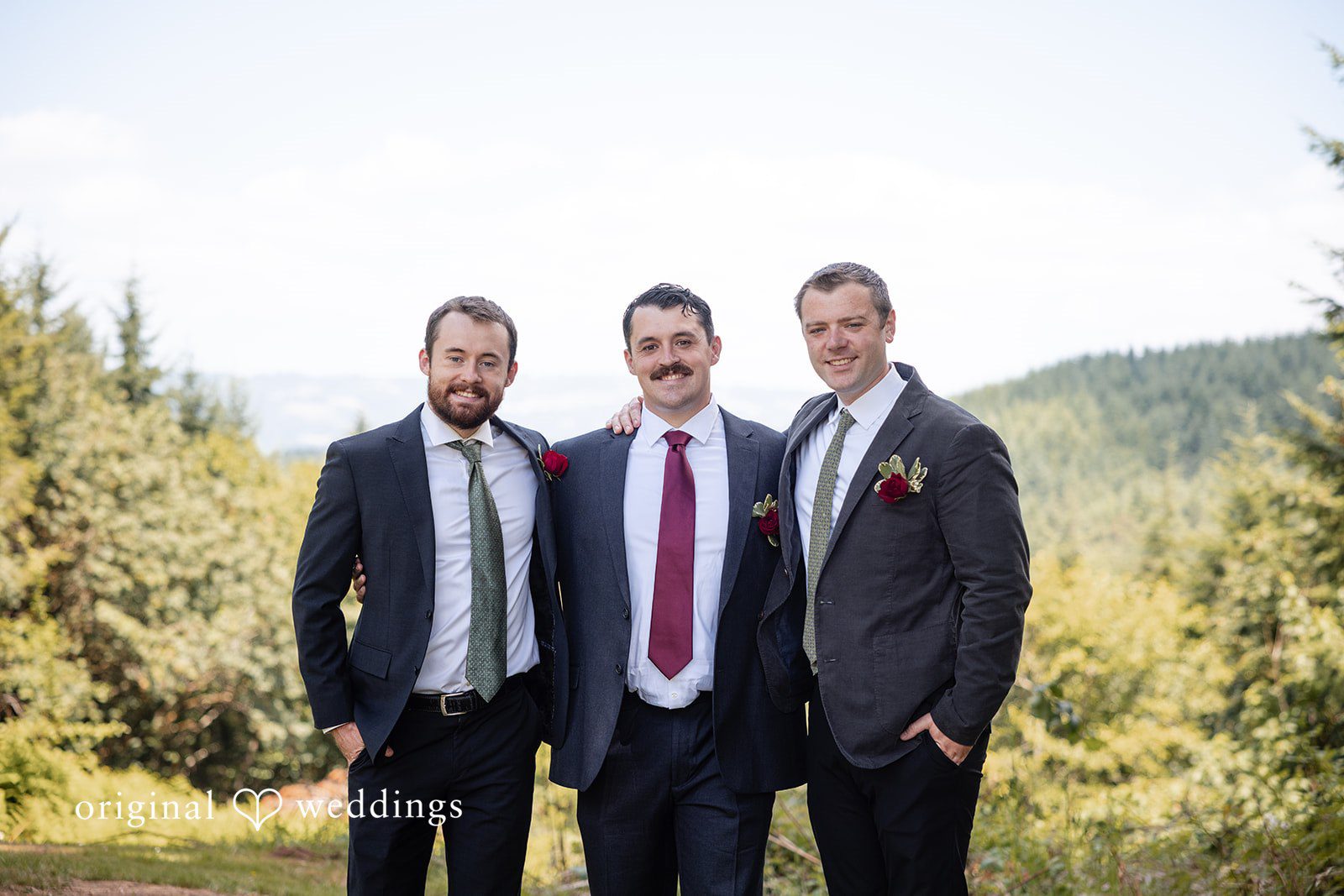 Groom celebrating with groomsmen