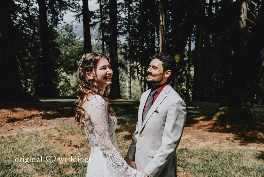 Catherine + Gabriel Stunning Portrait of couple at Oregon Backyard Wedding by Portland Wedding Photographers from Original Weddings.