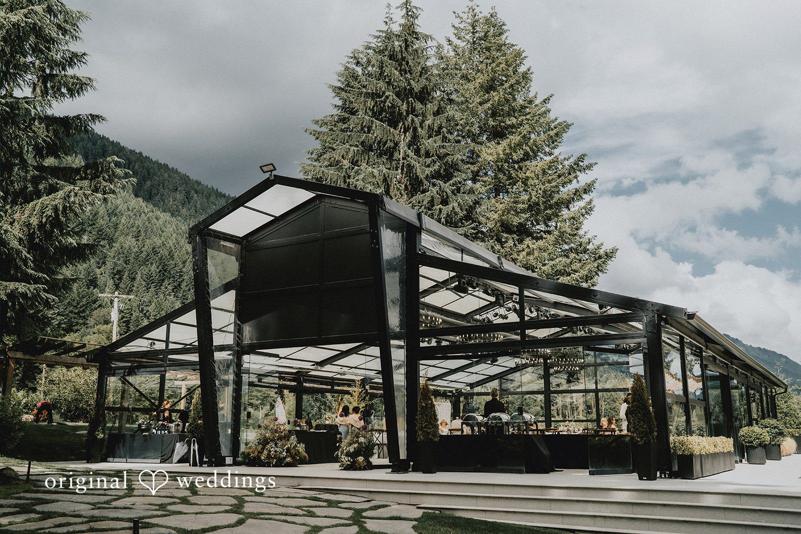 Ben + Erin A wide outer scenic view at Paradise Inn captured by Seattle wedding photographers