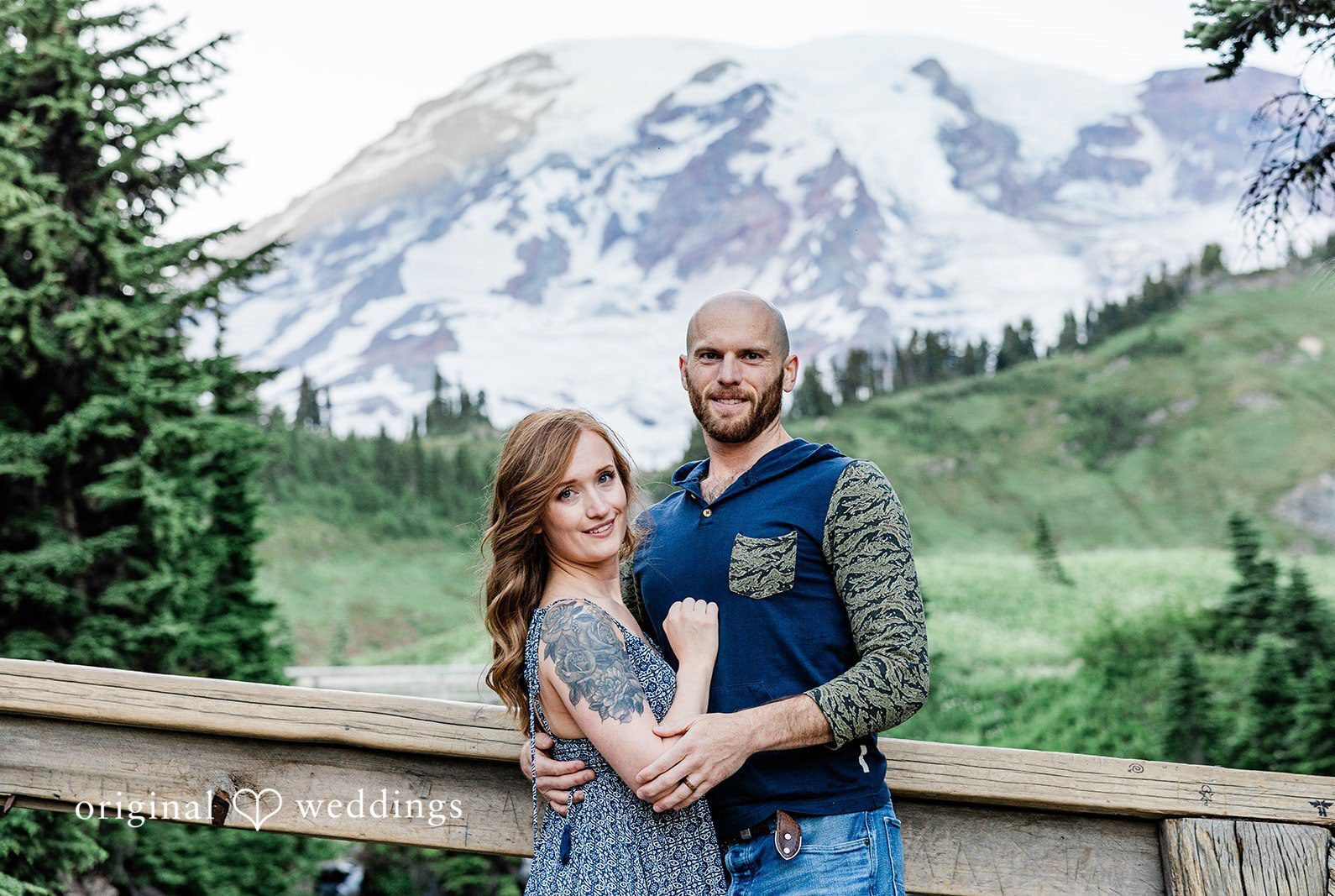 Stunning Portrait of couple at Paradise Meadows by Seattle Engagement Photographers from Original Weddings.