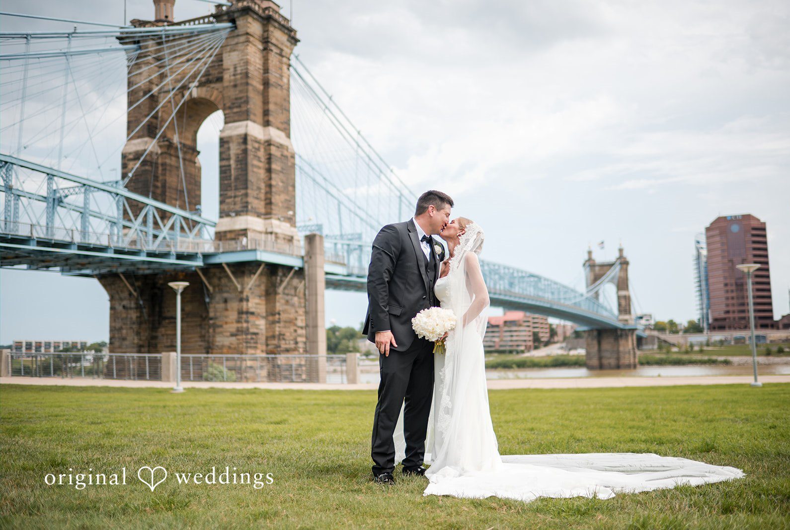 Stunning Portrait of couple at Queen City Club by Cincinnati Wedding Photographers from Original Weddings.