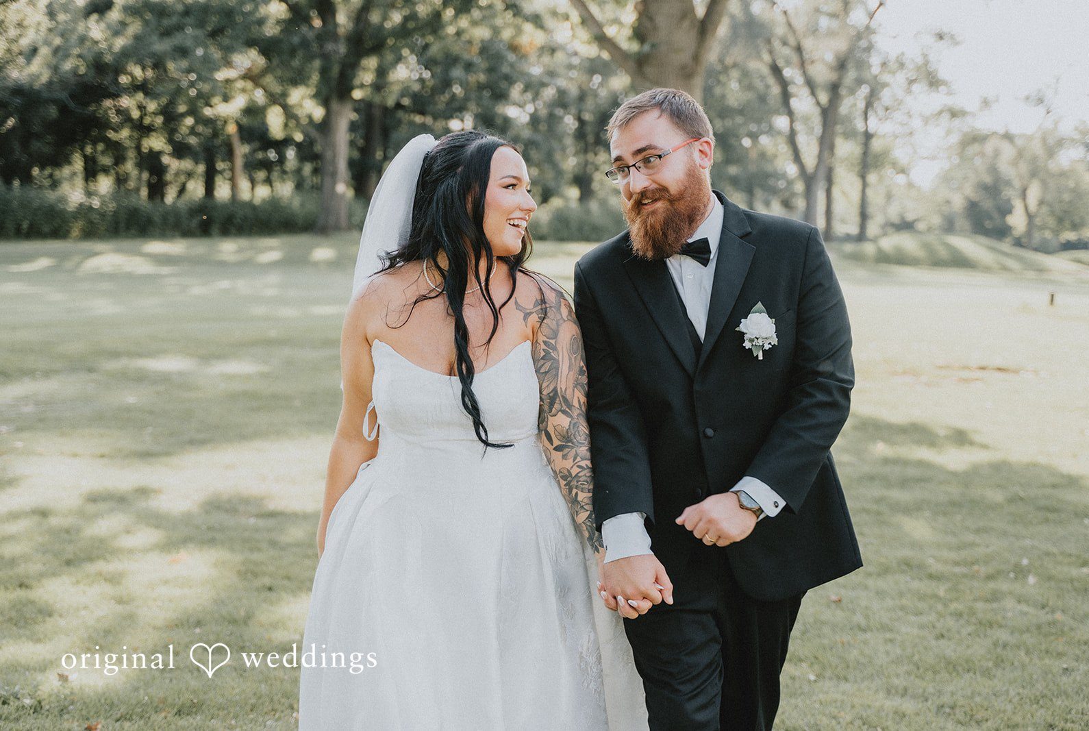 Stunning Portrait of couple at Ravisloe Country Club by Chicago Wedding Photographers from Original Weddings.
