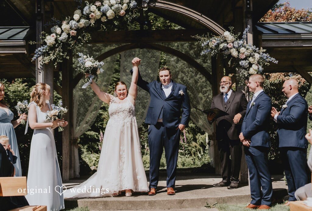 Natalie + DJ Seattle Wedding Photographers from Original Weddings capturing the excited moment of couple at Rein Fire Ranch