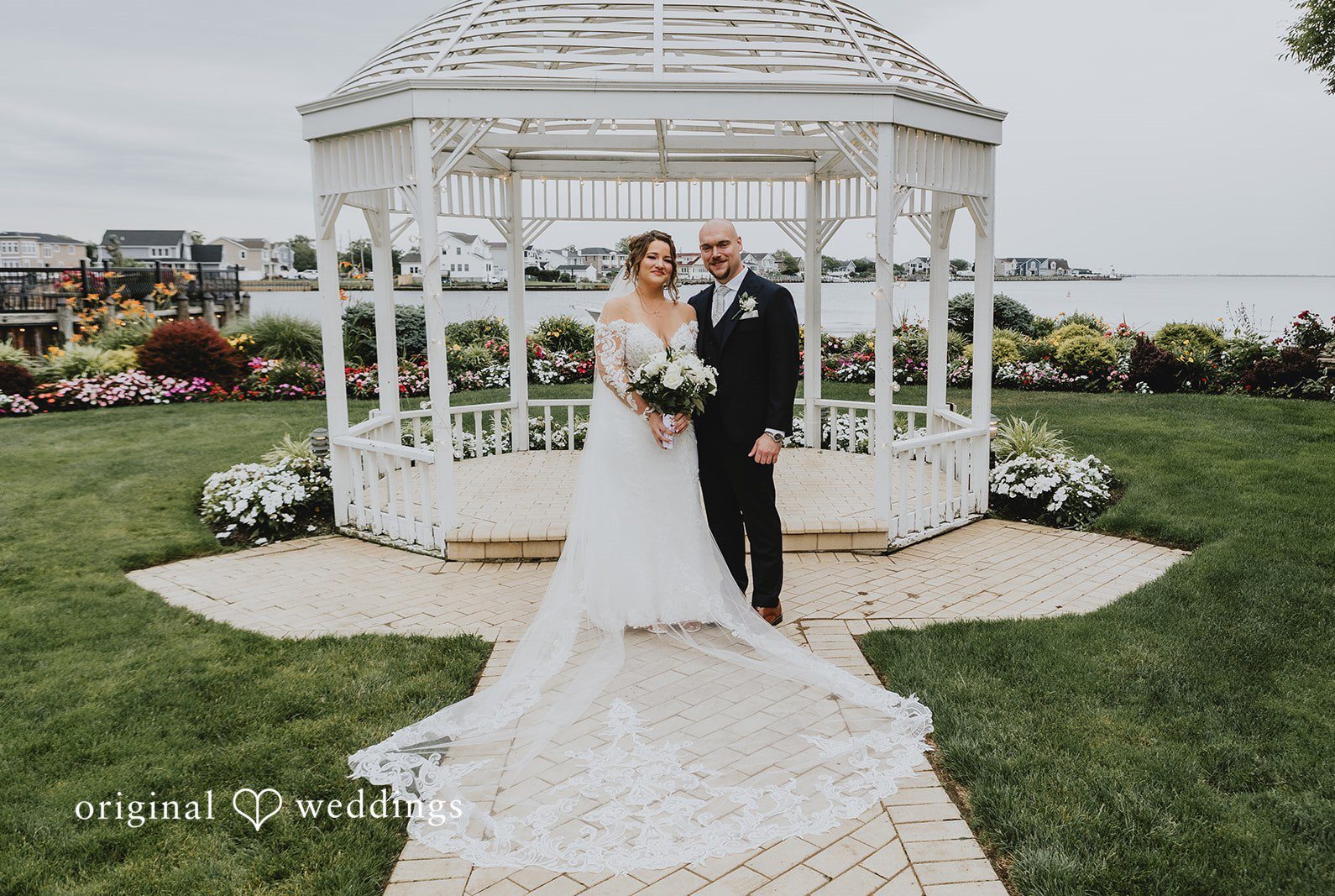 Stunning Portrait of couple at Riviera Waterfront Mansion by New York Wedding Photographers from Original Wedding.